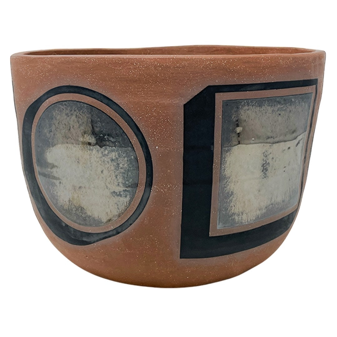 XLarge Organic Vessel - Circles & Squares - Matte Black & Pewter