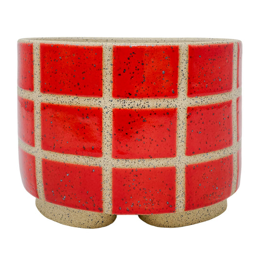 Small Oval Vessel - Tiles - Gloss Red