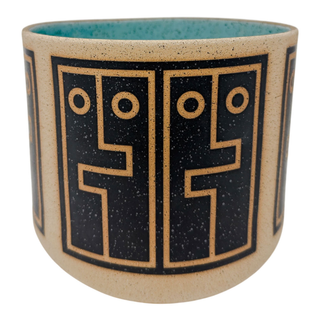Large Vessel - Hug Face - Matte Black & Seafoam