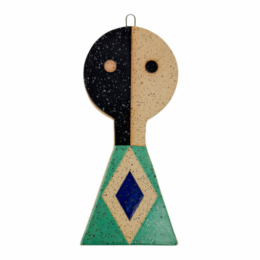 Amigo de escultura colgante - Negro, blanco, azul y verde