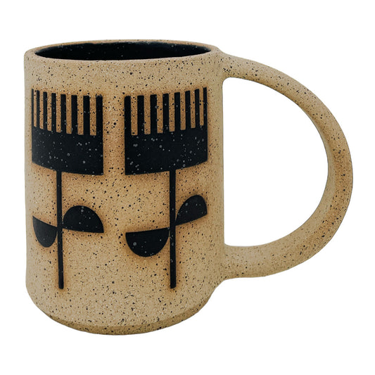 12oz. Mug - Flowers - Matte Black