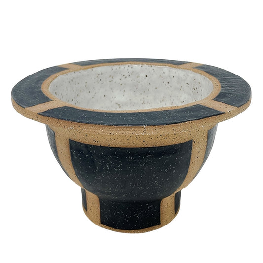 Organic Bowl with Foot - Funnel - Matte Black & White