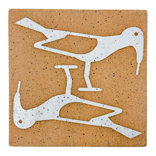 4" Tile - Birds - Matte White