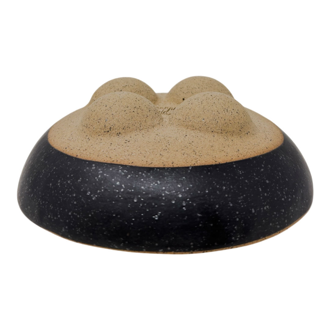 Bowl with Studded Feet - Matte Black & White