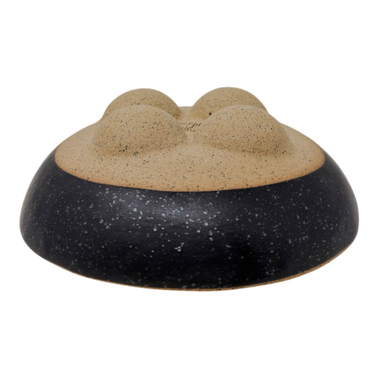 Bowl with Studded Feet - Matte Black & White