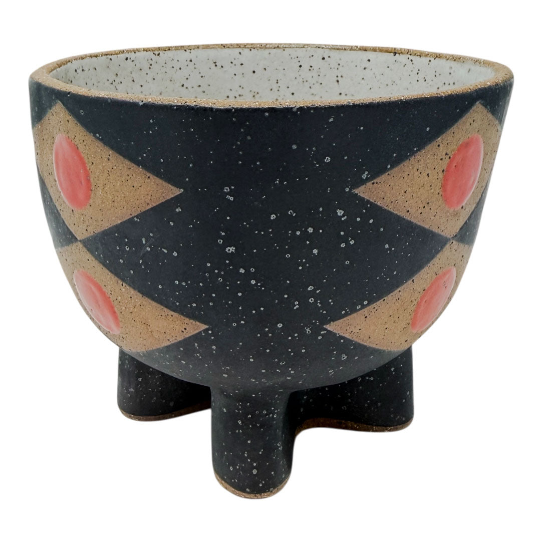 Bowl with Organic Foot - Snake Eyes - Matte Black, White & Gloss Red