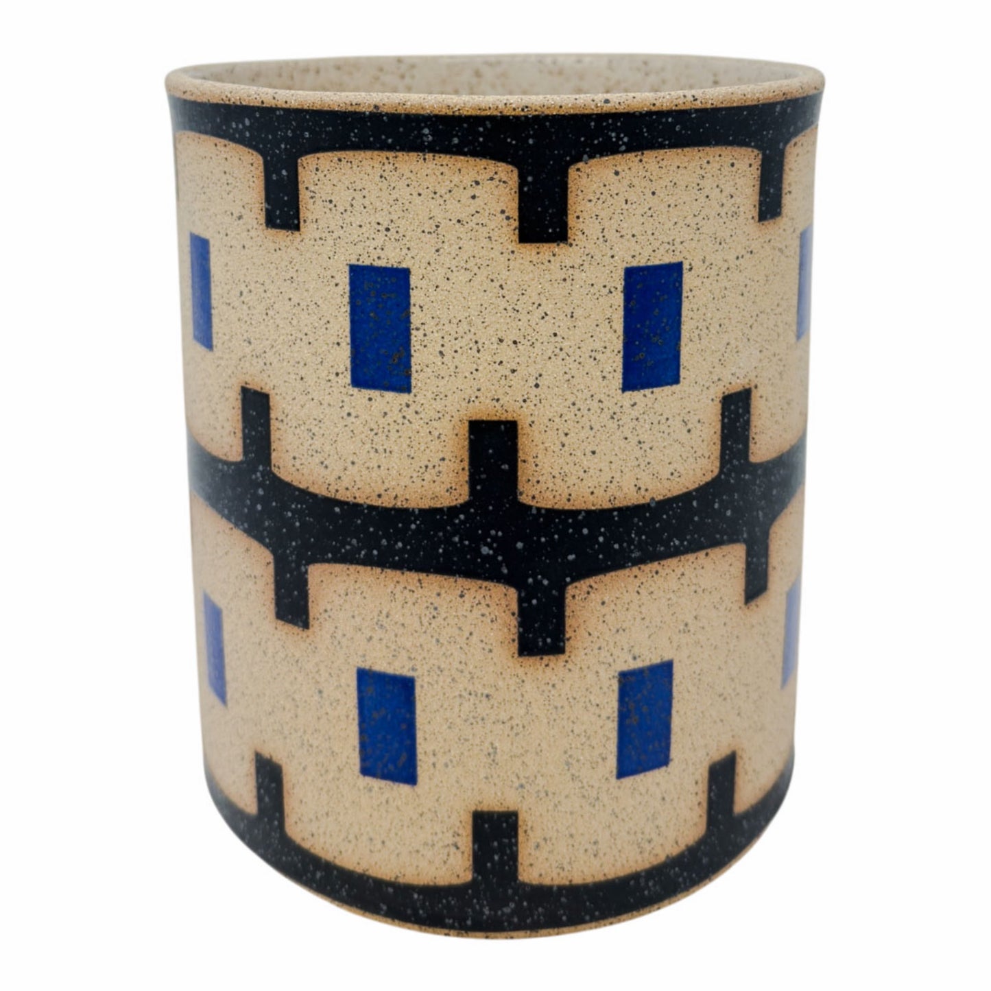 Medium Vessel - Double Chain - Matte Black & Blue