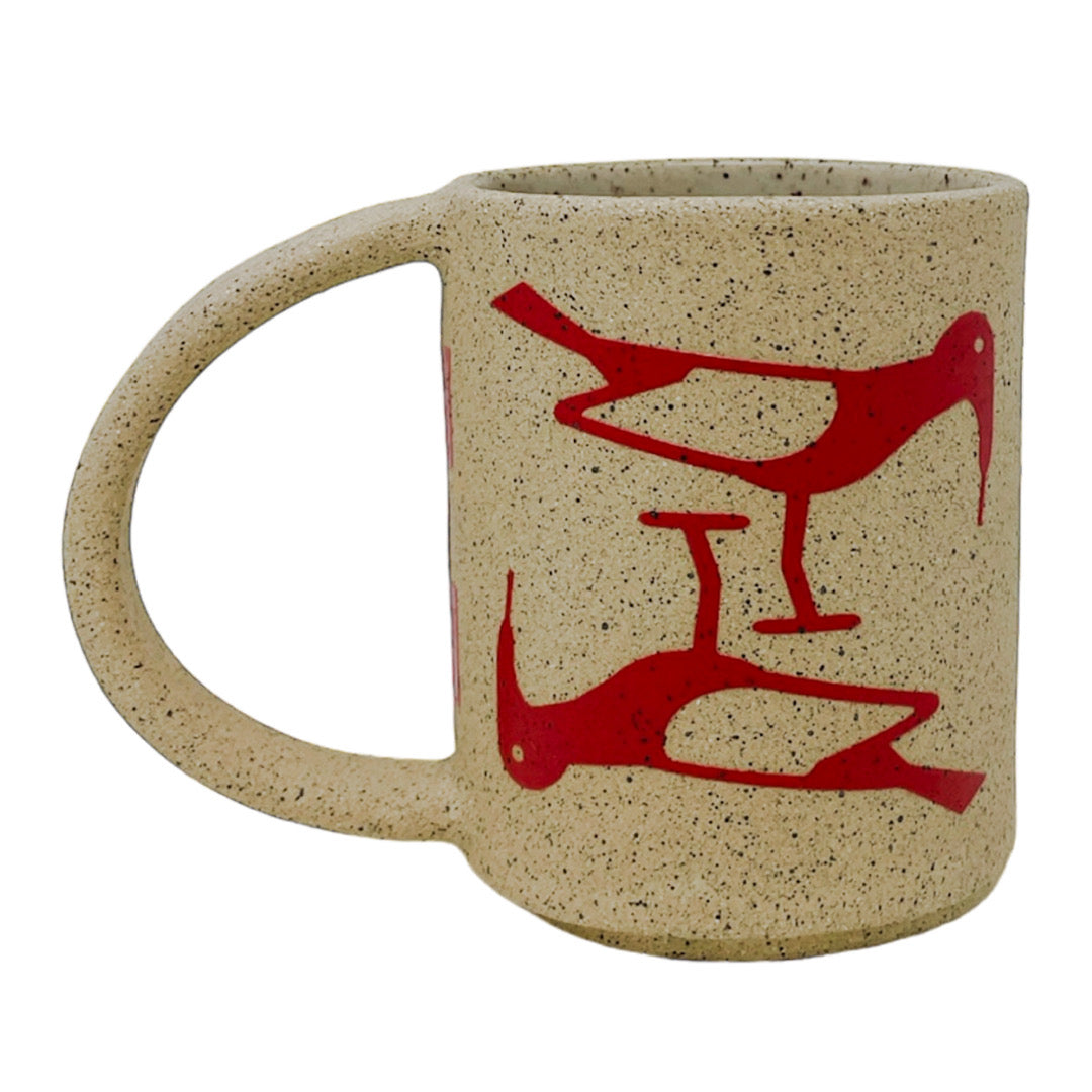 12oz. Mug - Birds - Matte Red