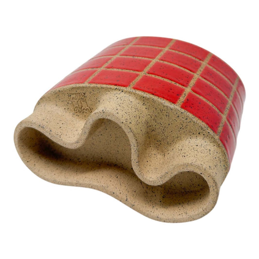 Small Oval Vessel - Tiles - Gloss Red