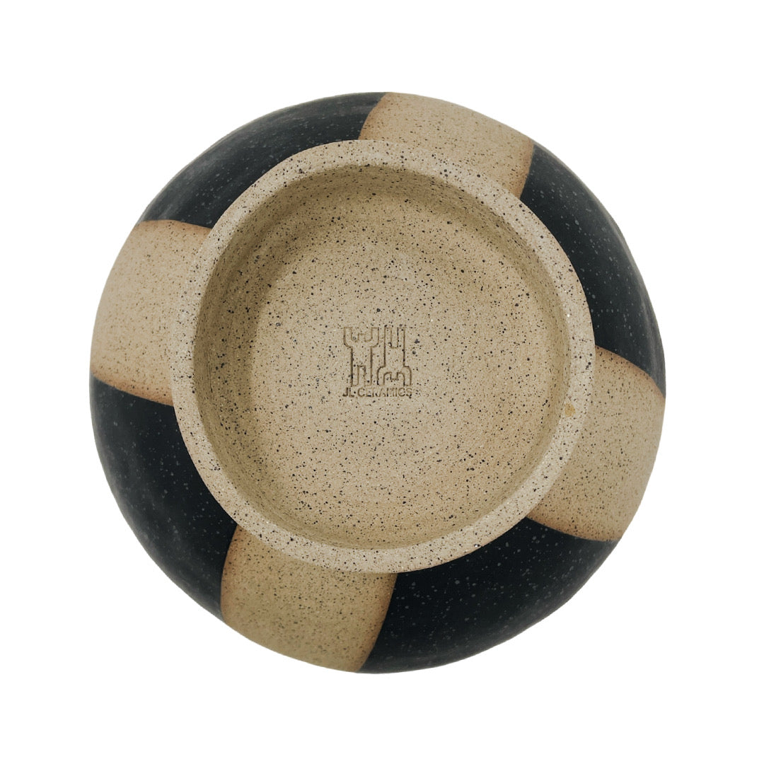 Bowl with Foot - Funnel - Matte Black & White