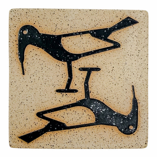 4" Tile - Birds - Matte Black