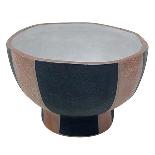Organic Bowl with Foot - Red Clay - Funnel - Matte Black & White