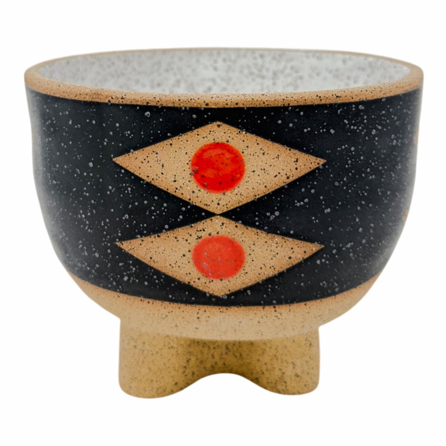 Bowl with Organic Foot - Snake Eyes - Matte Black, White & Gloss Red