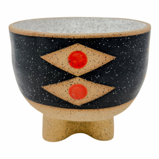 Bowl with Organic Foot - Snake Eyes - Matte Black, White & Gloss Red