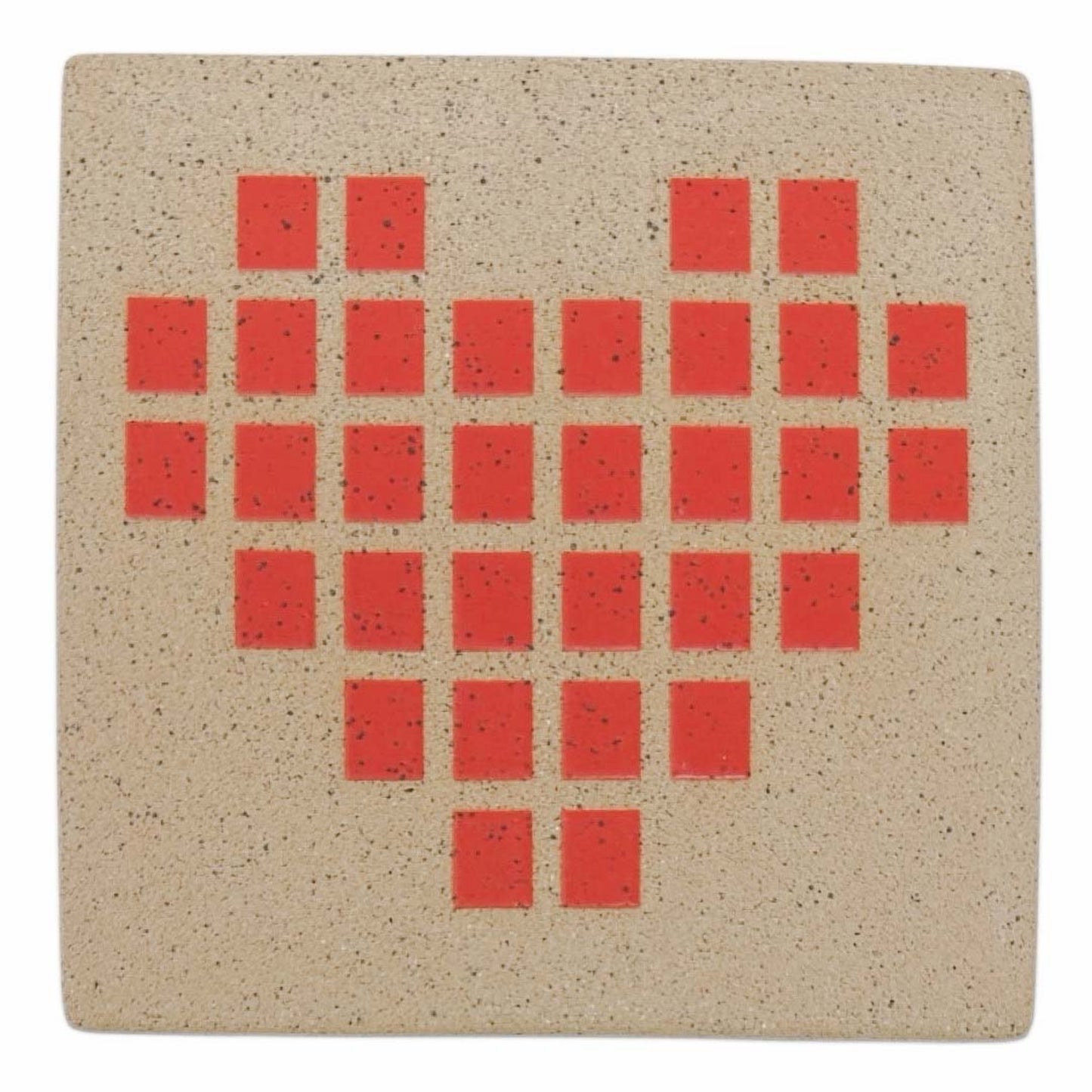 4" Tile - Tiled Heart - Matte Red