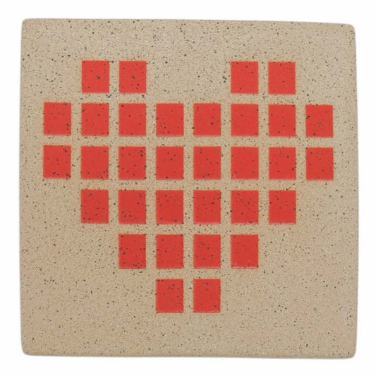 4" Tile - Tiled Heart - Matte Red