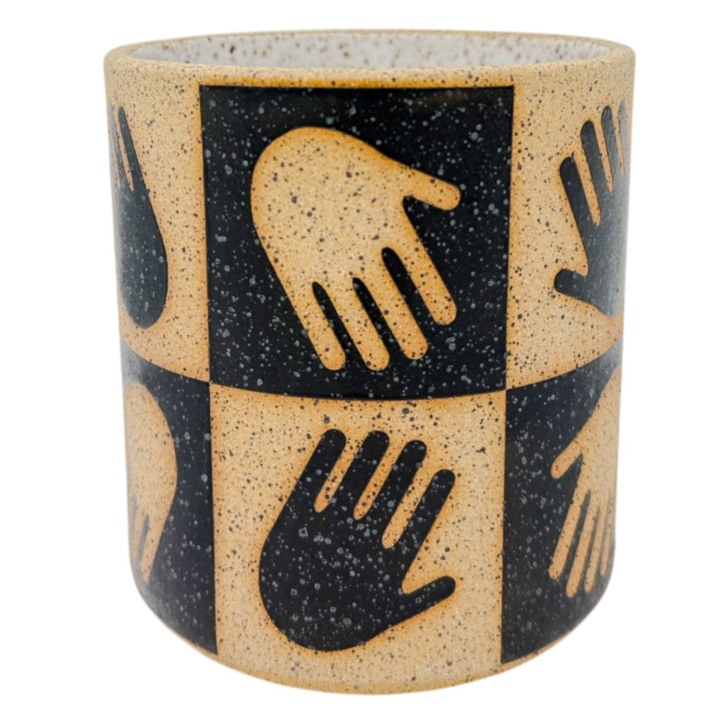 Small Vessel - Hands - Matte Black & White