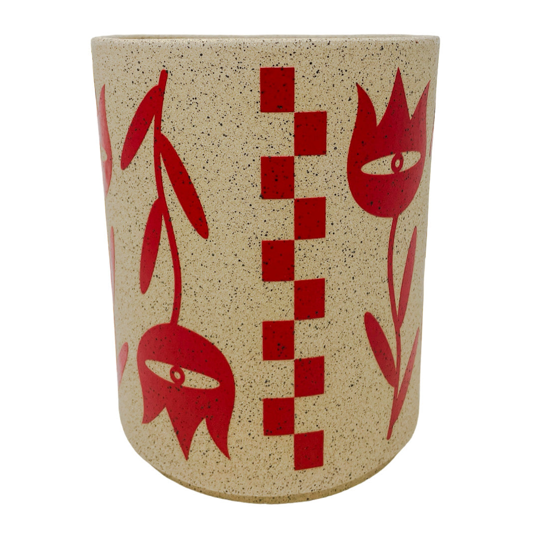 Medium Vessel - Tulips - Matte Red