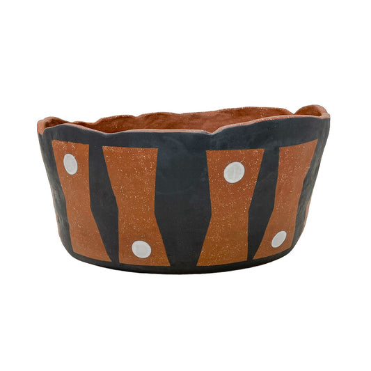 XLarge Organic Vessel - Red Clay - Buttons - Dark Brown & Gloss White