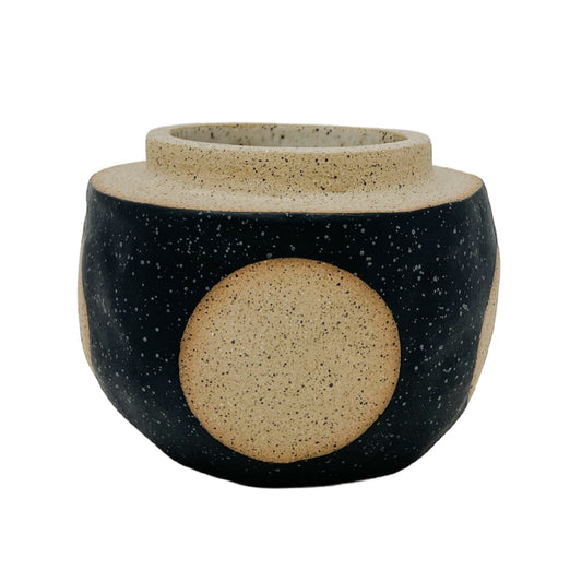 Small Organic Vessel - Circle - Matte Black & White