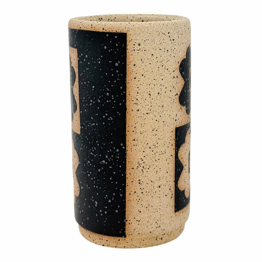 Mini Vessel - Small Flowers - Matte Black