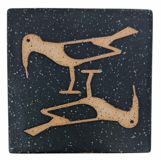 4" Tile - Birds Inversed - Matte Black