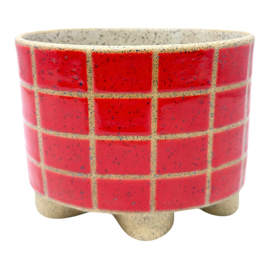 Small Oval Vessel - Tiles - Gloss Red