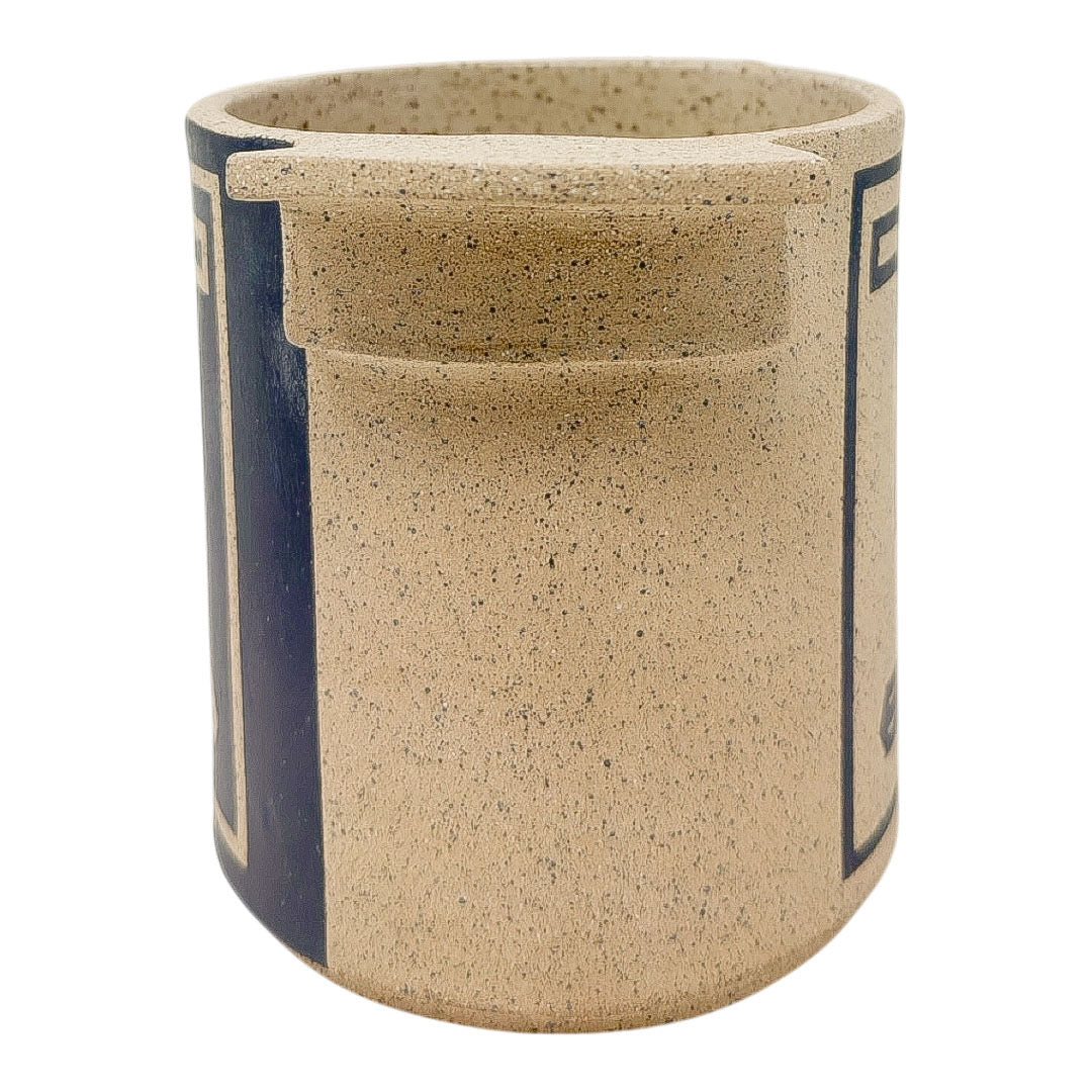Small Vessel with Handles - Half & Half Face - Matte Brown