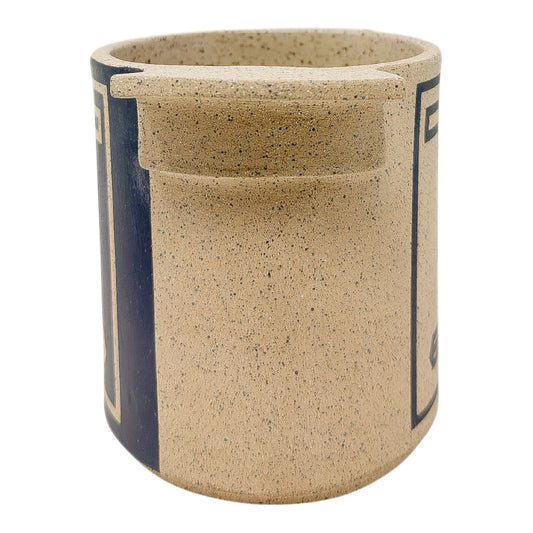 Small Vessel with Handles - Half & Half Face - Matte Brown