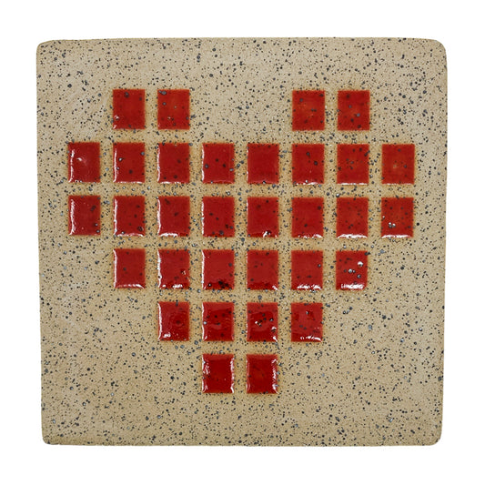 4" Tile - Tiled Heart - Gloss Red