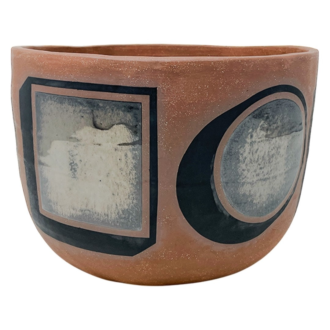 XLarge Organic Vessel - Circles & Squares - Matte Black & Pewter