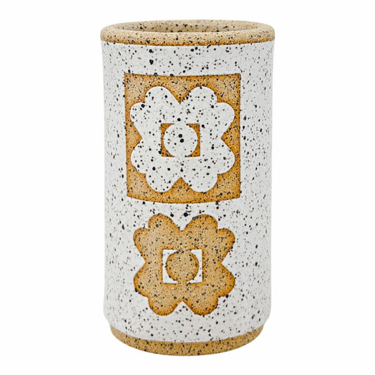 Mini Vessel - Small Flowers - Matte White