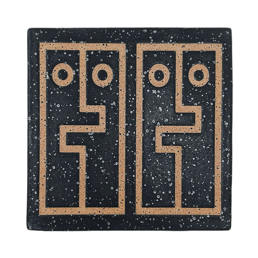 4" Tile - Hug Face - Matte Black