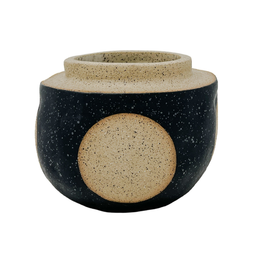 Small Organic Vessel - Circle - Matte Black & White