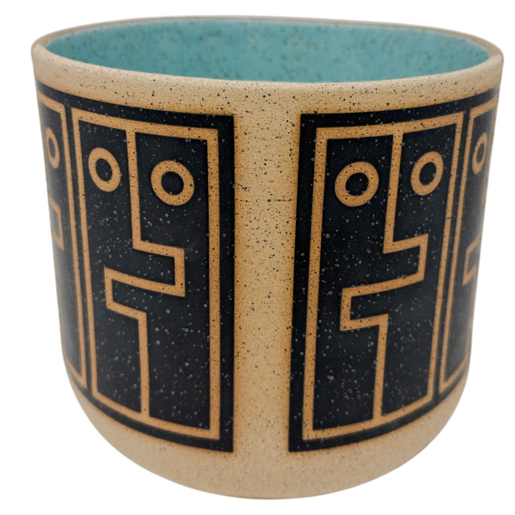 Large Vessel - Hug Face - Matte Black & Seafoam