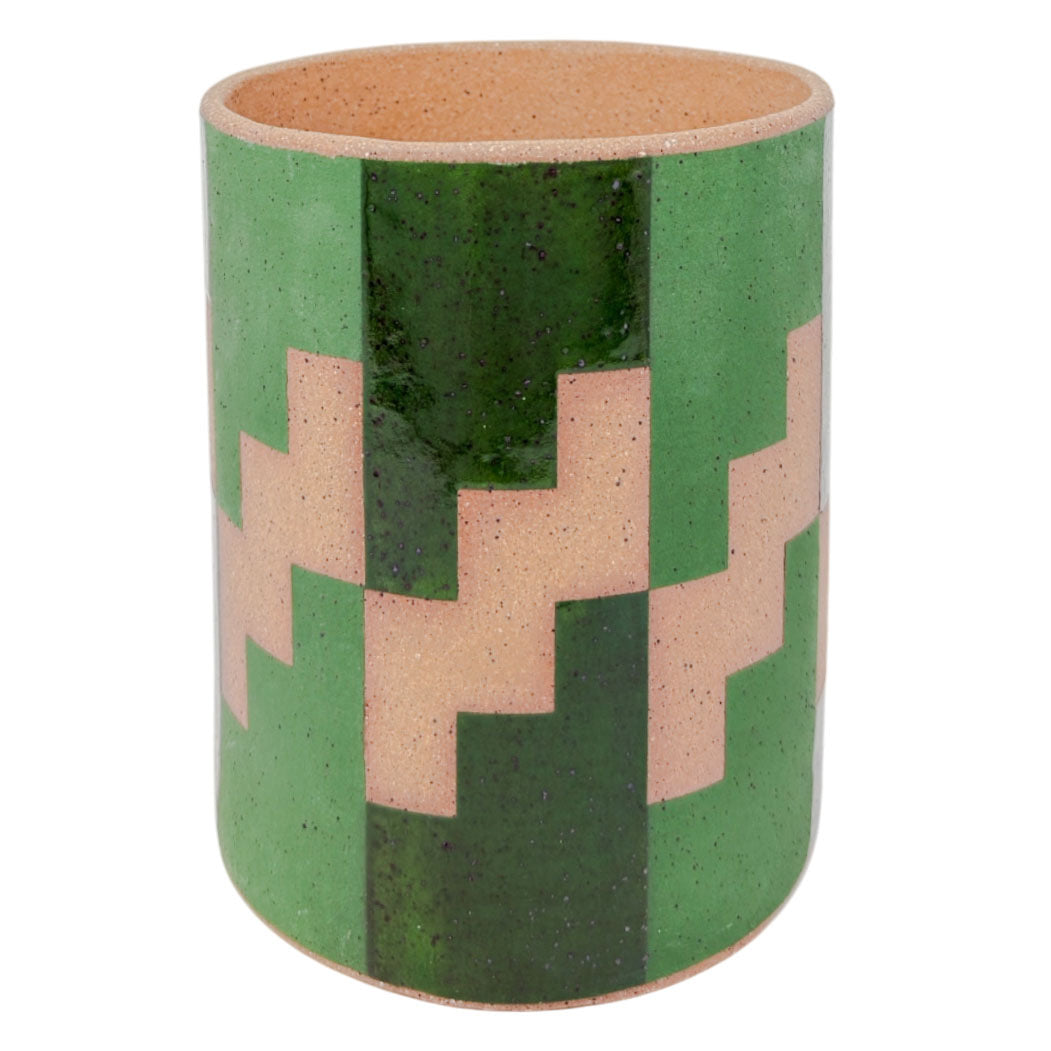 Medium Vessel - Stairs - Matte & Gloss Green