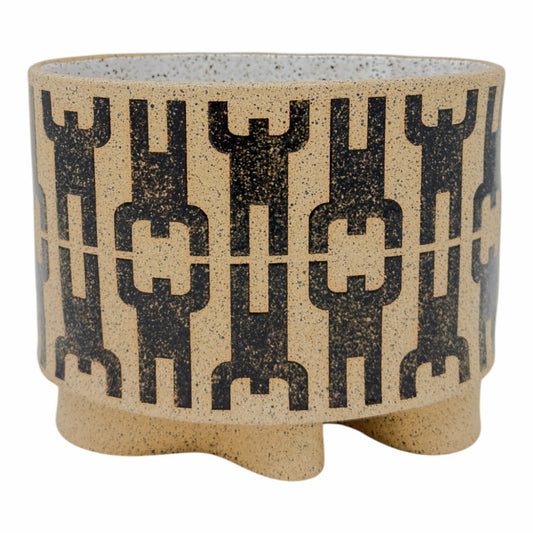 Small Oval Vessel - Humans Mirrored - Matte Brown