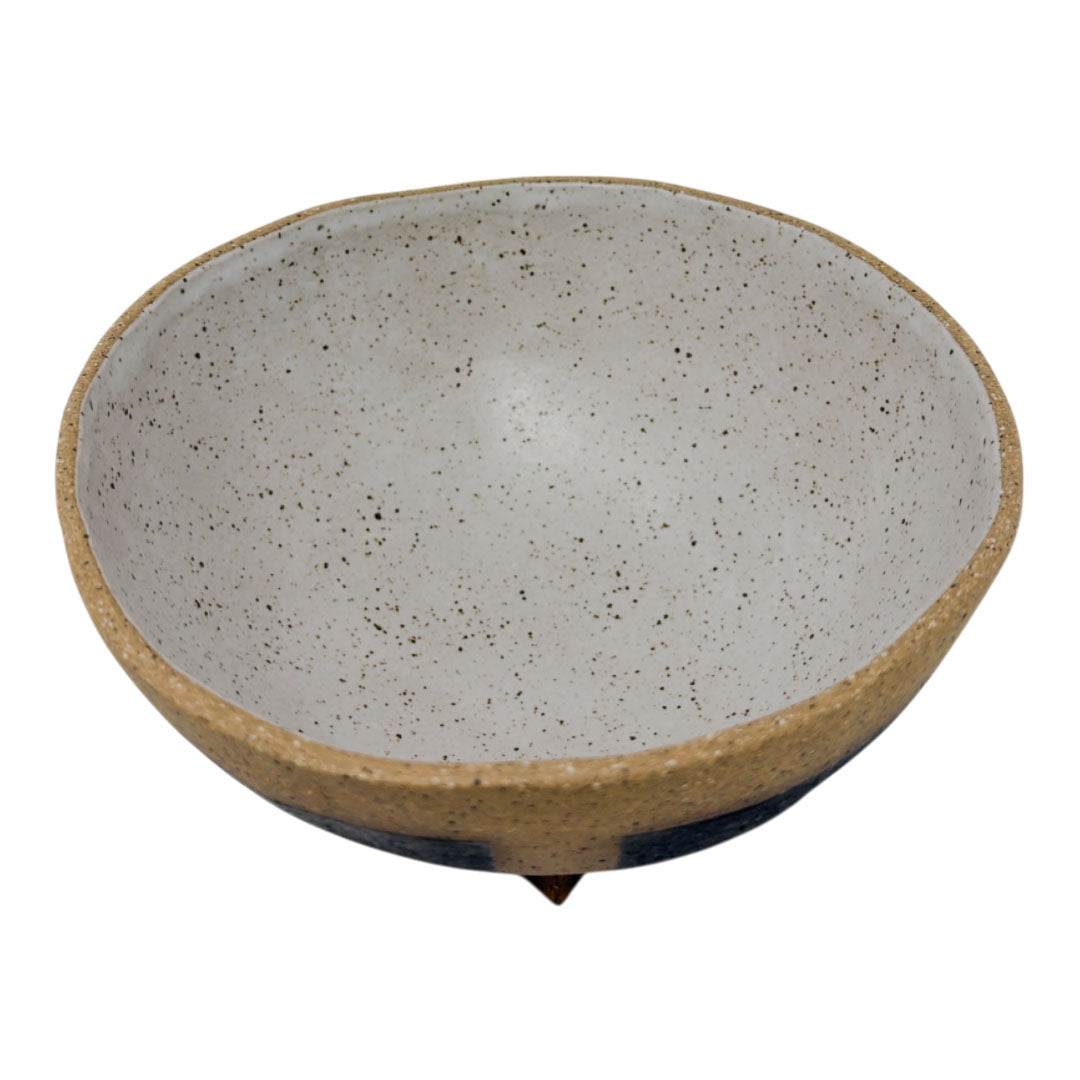 Bowl with Foot - Funnel - Matte Black & White