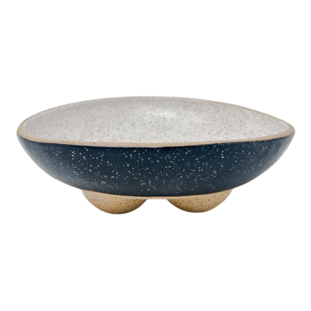 Bowl with Studded Feet - Matte Black & White