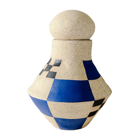 Checkered Vessel with Lid