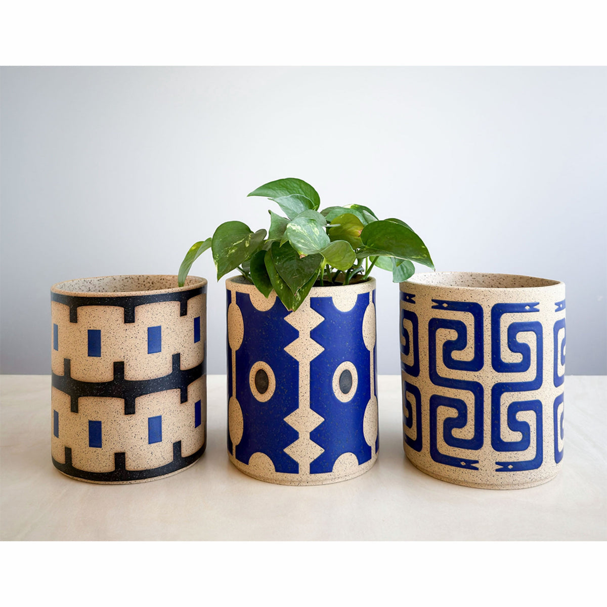 Medium Vessel - Ticket Stub - Matte Blue & Black