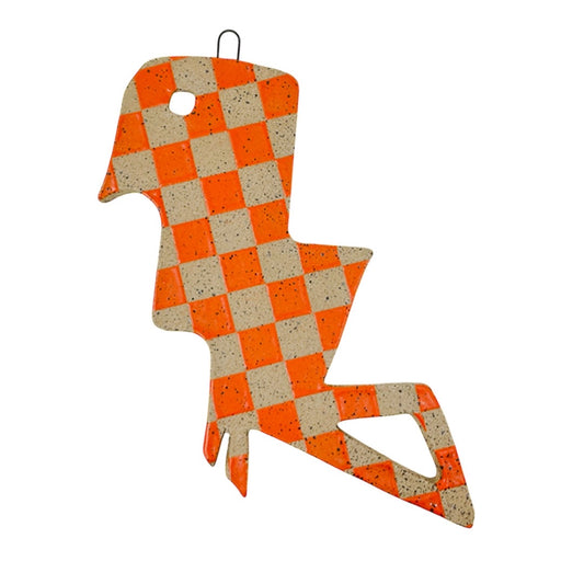 Hanging Sculpture Animal - Checkers - Orange