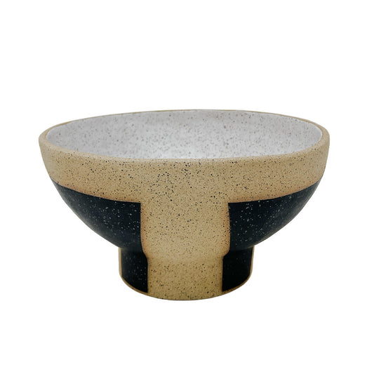 Bowl with Foot - Funnel - Matte Black & White