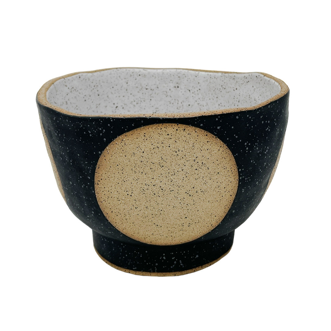 Organic Bowl with Foot - Circle - Matte Black & White