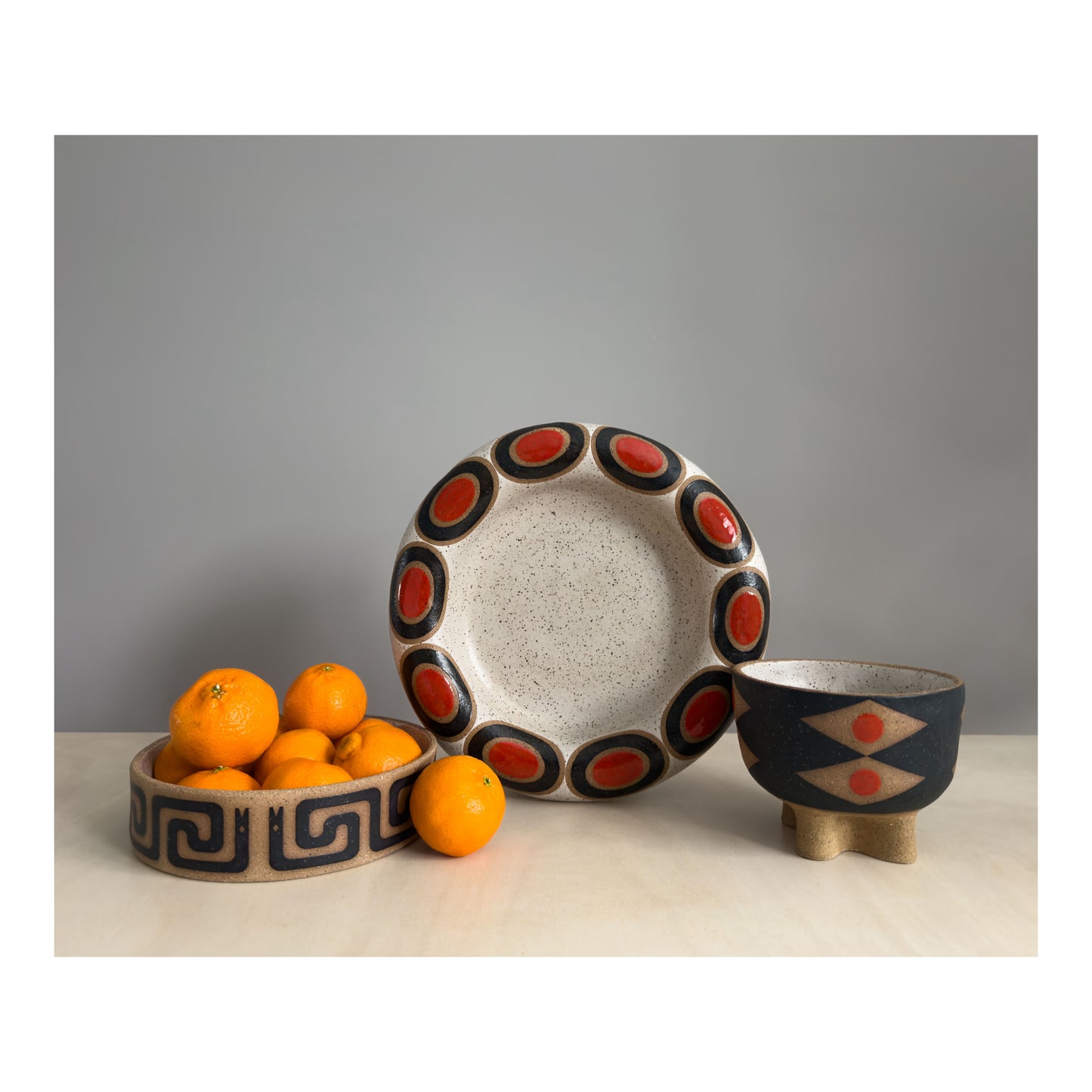 Bowl with Organic Foot - Snake Eyes - Matte Black, White & Gloss Red