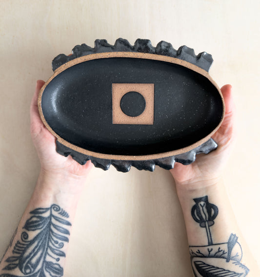Small Oval Tray - Eye - Matte Black & Pewter